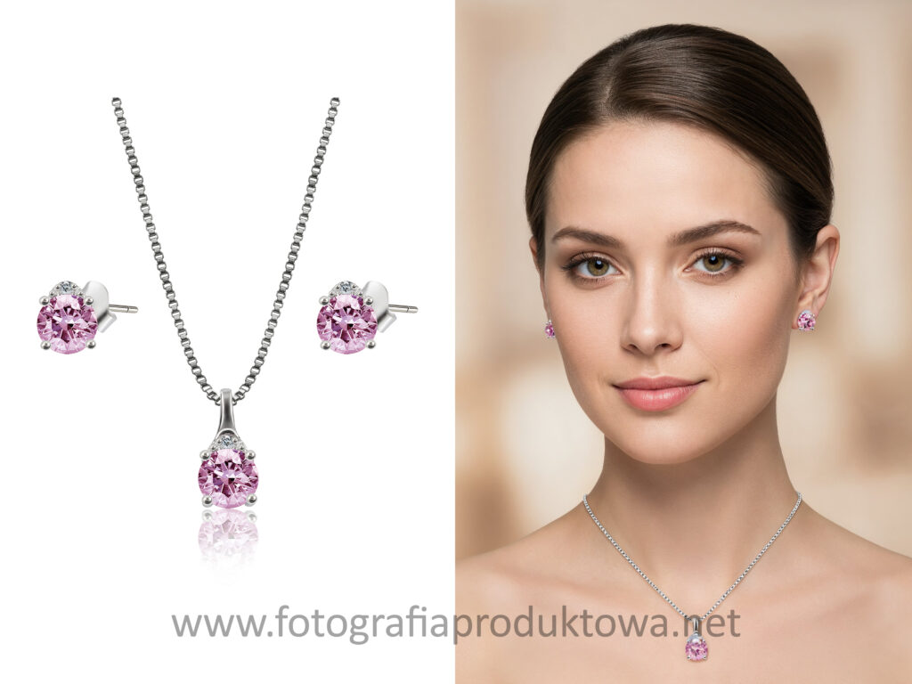 zdjęcie produktowe packshot biżuterii i wizualizacja produktu