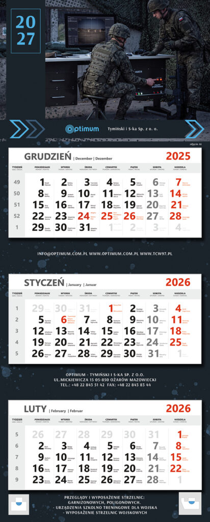 kalendarz trójdzielny
